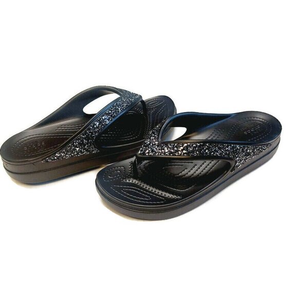 CROCS Sloane Glitter Wedge Flip Flops Womens Size 10 Lightweight Slip On Sandals - Picture 9 of 9